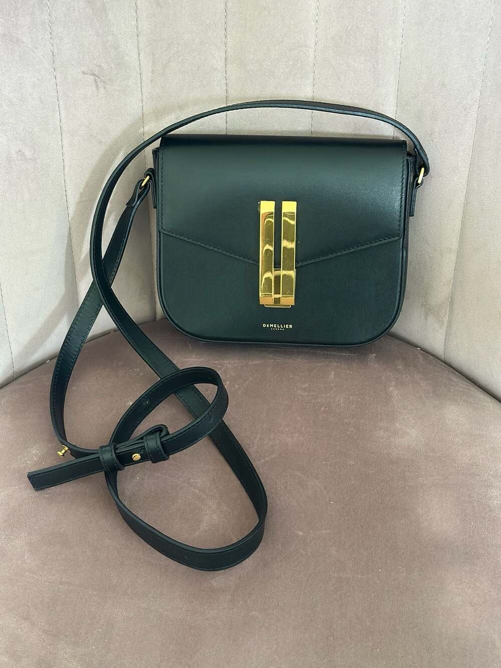 DeMellier London The Vancouver Black Smooth Leather Crossbody Bag